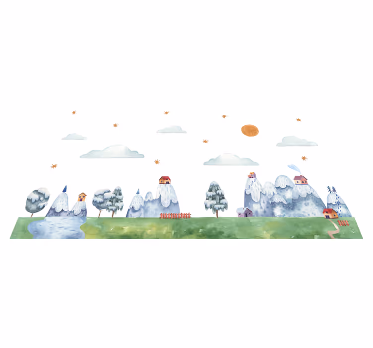 Vinyl Teppich Kinder verzauberte landschaft szene - TenStickers