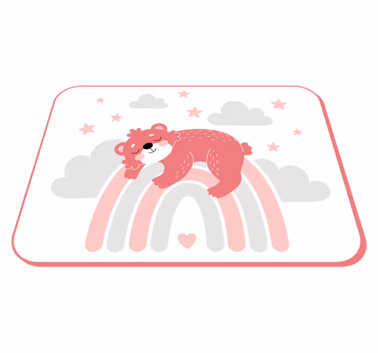 Vinyl Teppich Baby schläfriger bär regenbogen - TenStickers