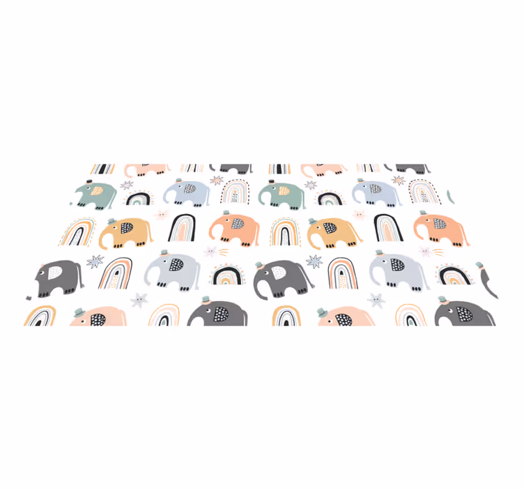 Vinyl Teppich Baby bezaubernde elefantenparade - TenStickers