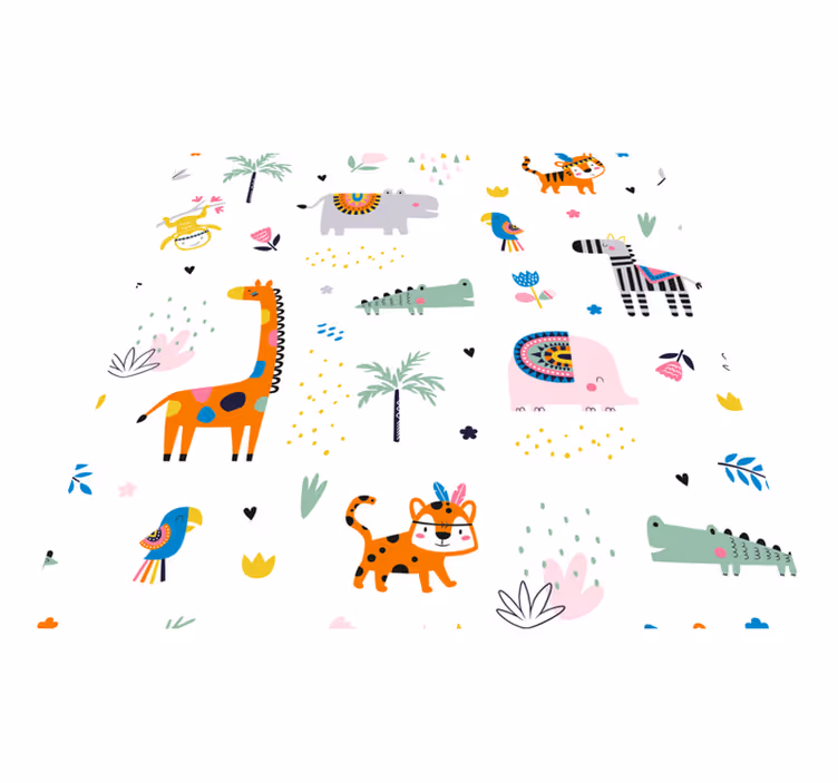 Vinyl Teppich Baby fröhliches safari-thema - TenStickers