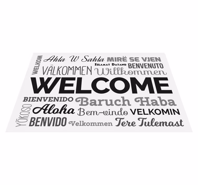 Vinylteppich Spruch Willkommen in jeder sprache - TenStickers