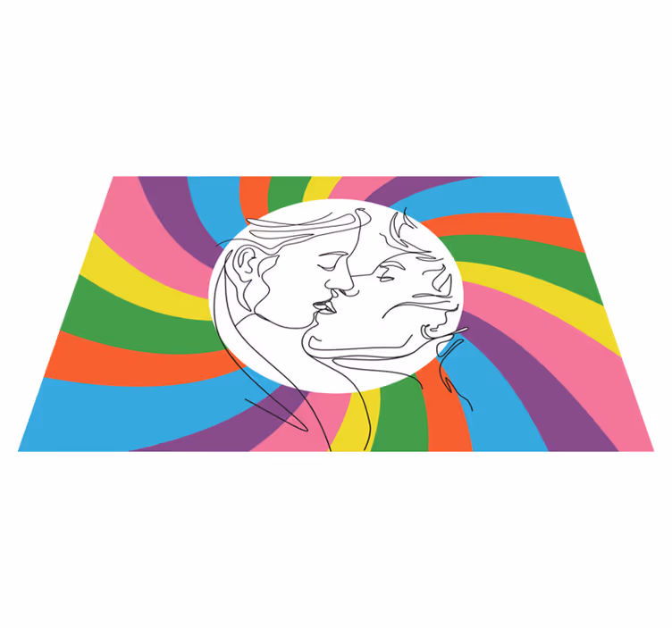 Vinyl Teppich kindlich bunte kusssilhouette - TenStickers