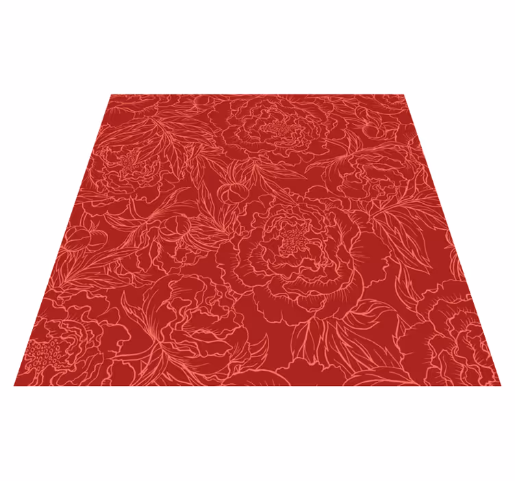 Vinyl Teppich Blumen blumenmuster in rot - TenStickers