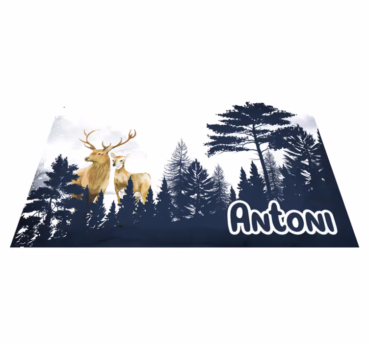 Vinyl Teppich mit Namen waldfauna-silhouette - TenStickers