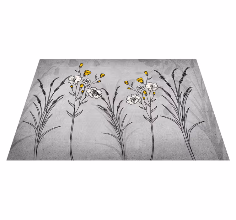 Vinyl Teppich Blumen florales skizzendetail - TenStickers
