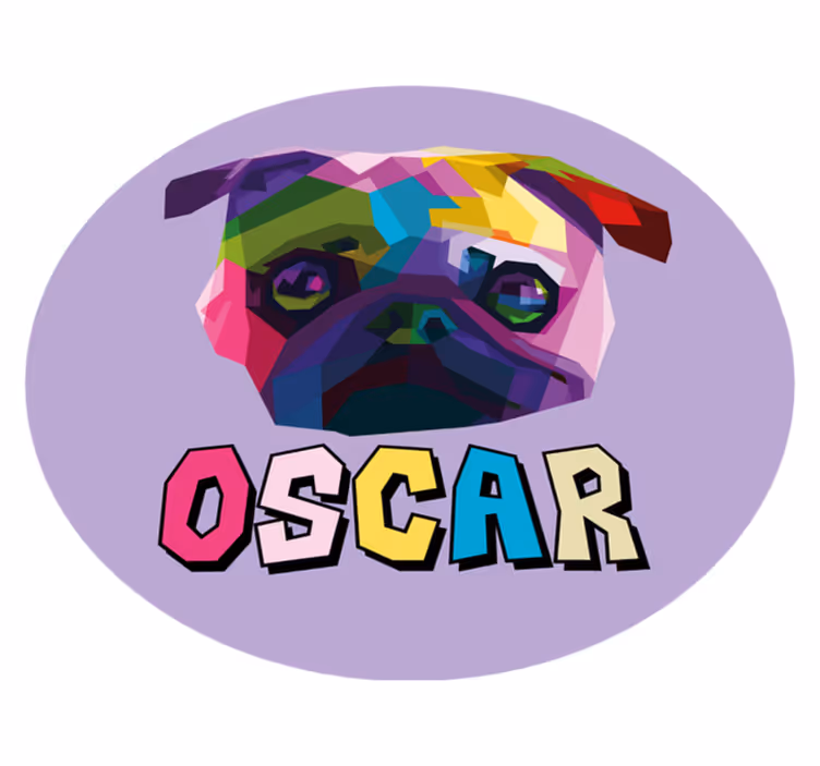 Vinyl Teppich mit Namen geometrische hundeillustration - TenStickers