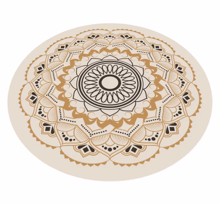 Vinyl Teppich Mandala rundes beiges Mandaladesign - TenStickers