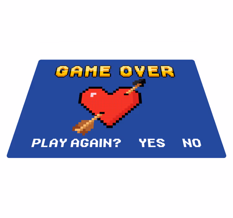 Vinyl Teppich Spruch verpixeltes Herz Game Over - TenStickers