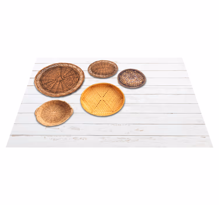 Vinyl Teppich Holz Weidenkörbe mit Holzstruktur - TenStickers