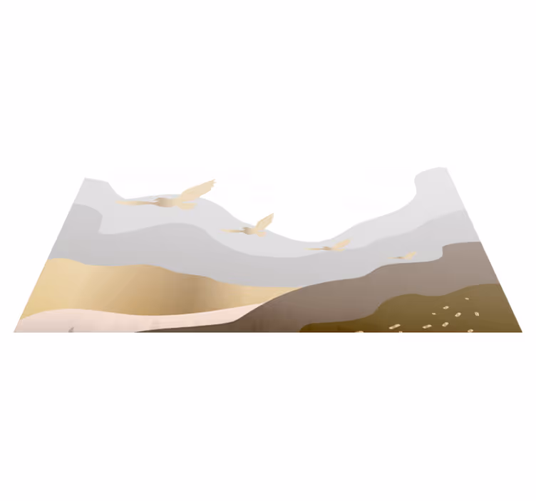 Vinyl Teppich Tiere Vogelsilhouette mit Landschaft - TenStickers
