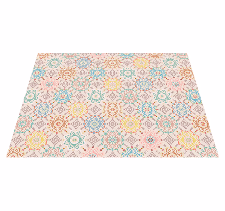 Vinyl Teppich Blumen Geometrisches Mandala Muster - TenStickers