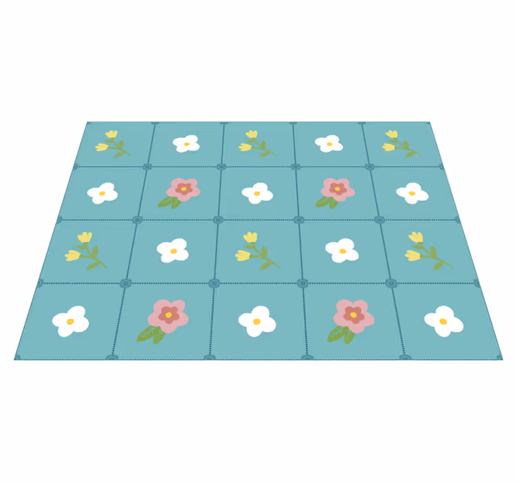 Vinyl Teppich Blumen Blumenkachelmuster - TenStickers