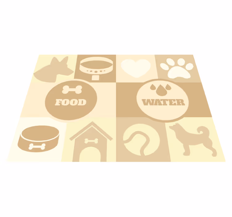 Vinylteppich Tiere Wasser und Futter für Hunde - TenStickers
