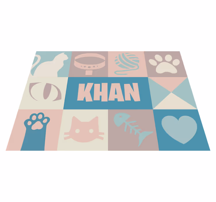 Vinylteppich Tiere Katzenmotive mit Name - TenStickers