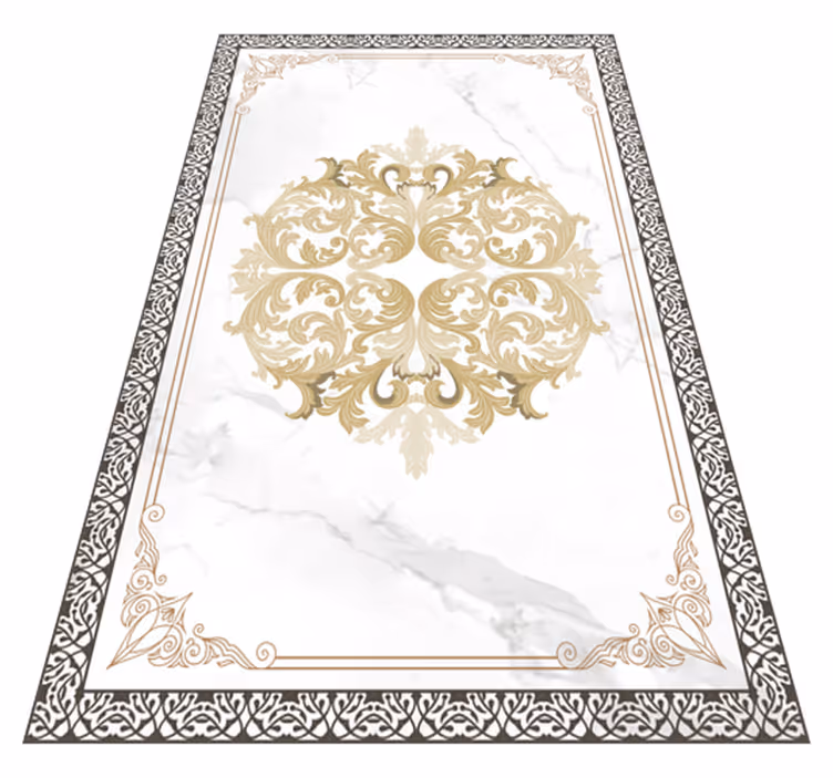 Vinyl teppich marmor mit elegantem goldenen flourish - TenStickers