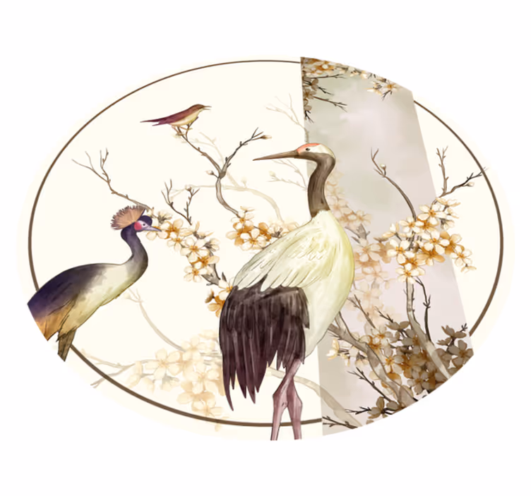 Vinylteppich Tier zweige und Vögel Chinoiserie - TenStickers