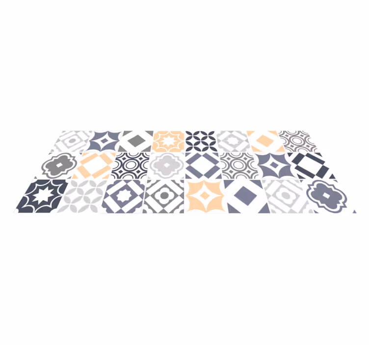 Vinyl Teppich Fliesenoptik Töne Grau und Beige - TenStickers