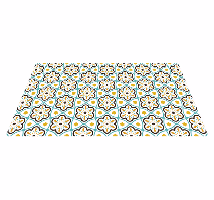Vinyl Teppich Fliesenoptik floral Muster - TenStickers