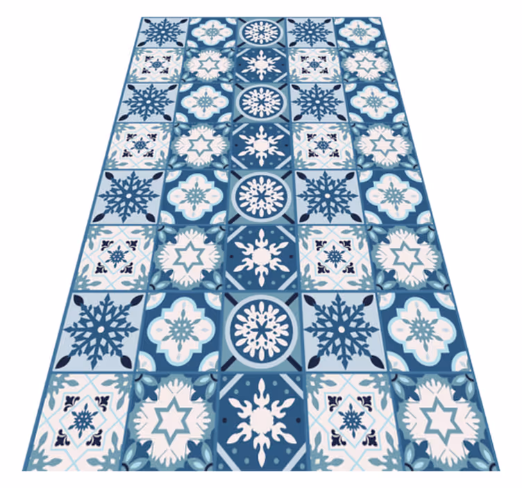 Vinyl Teppich Blaue Schneeflocken Fliesen - TenStickers