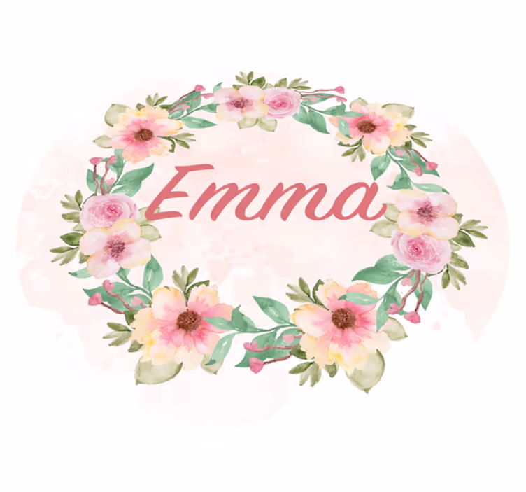 Vinyl Teppich mit Name Blumenkranz - TenStickers