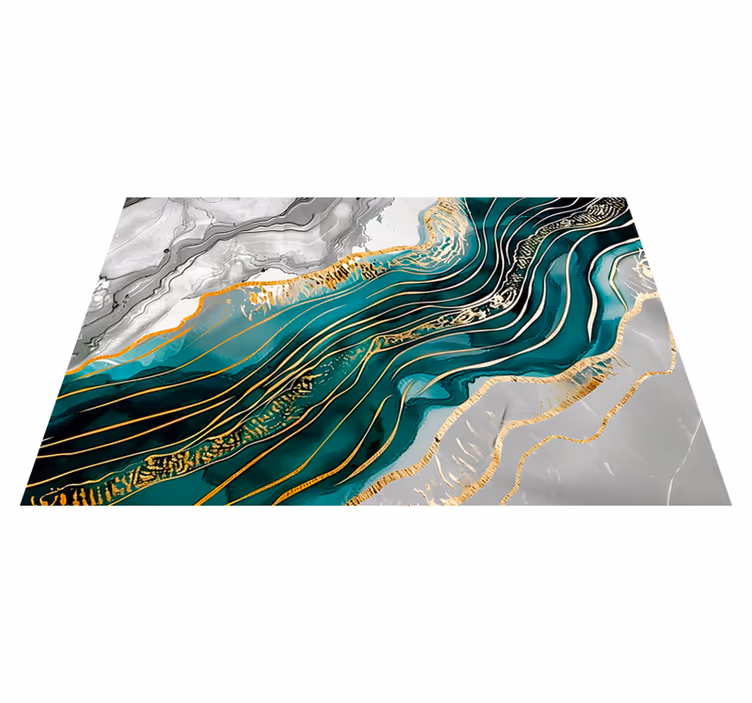Vinyl Teppich Marmor grau-grünes Design - TenStickers
