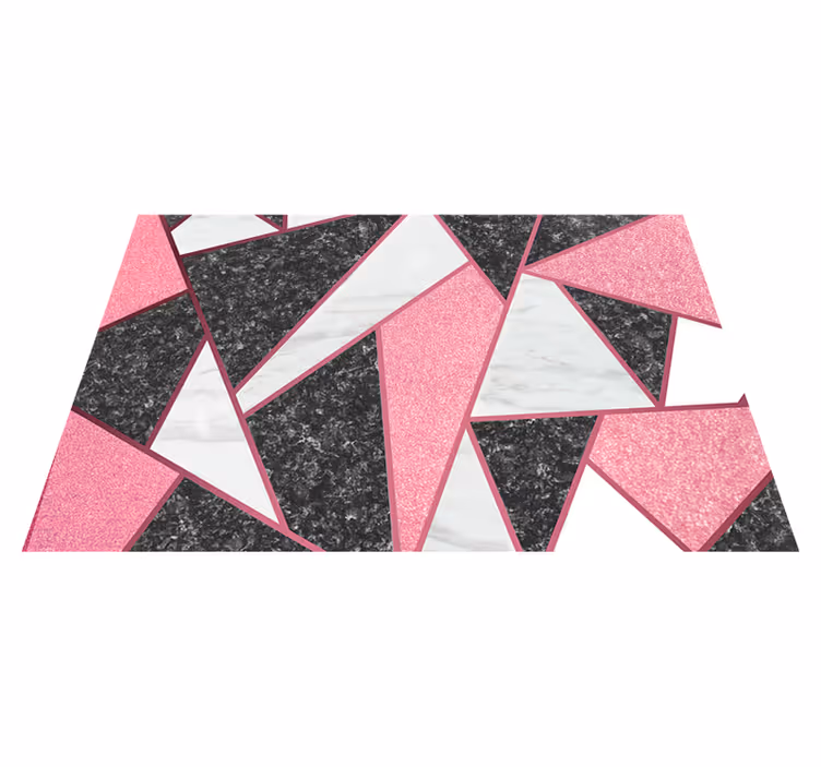 Vinyl Teppich Marmor geometrische formen in rosa und grau - TenStickers