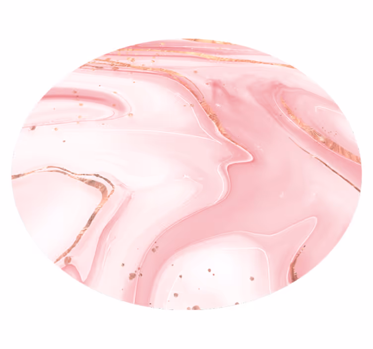 Vinyl Teppich Marmor runde form in rosa und weiß - TenStickers