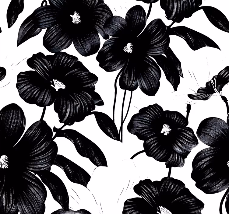 Blumentapete schwarzer mohn - TenStickers