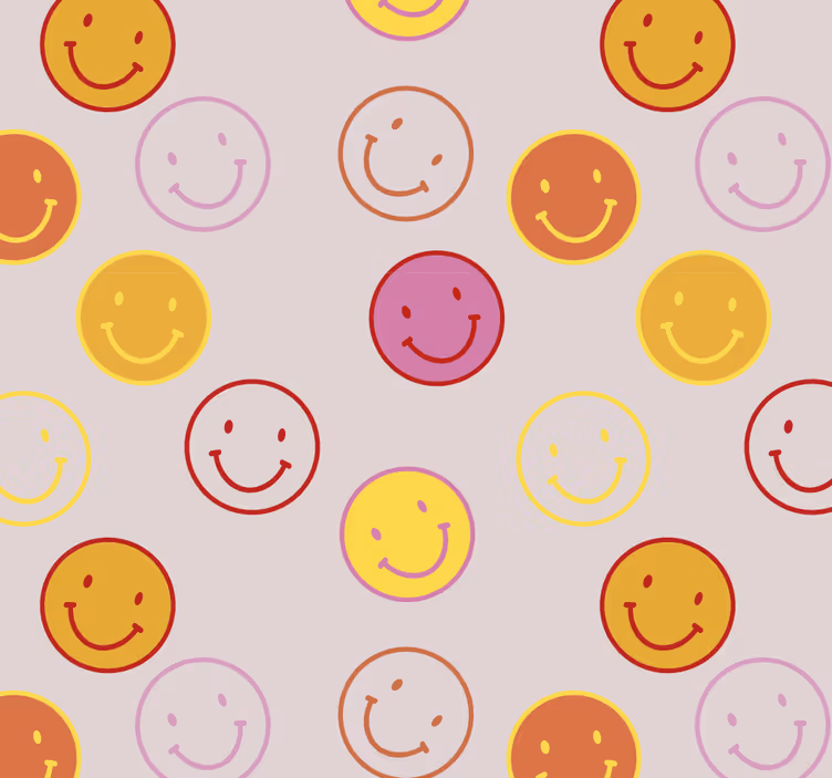 Tapete selbst gestalten mit smiley-gesichtern muster - TenStickers