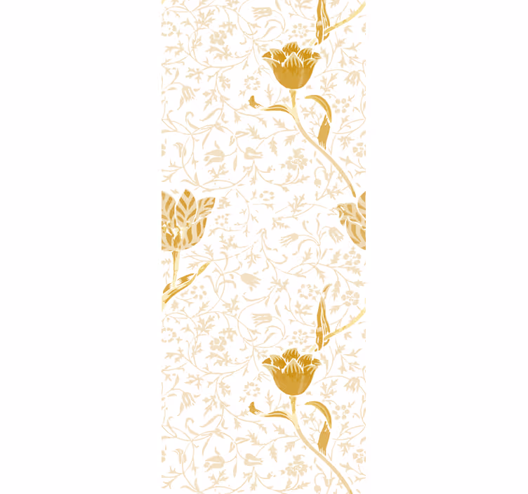 Blumentapete goldenes blumenmuster - TenStickers