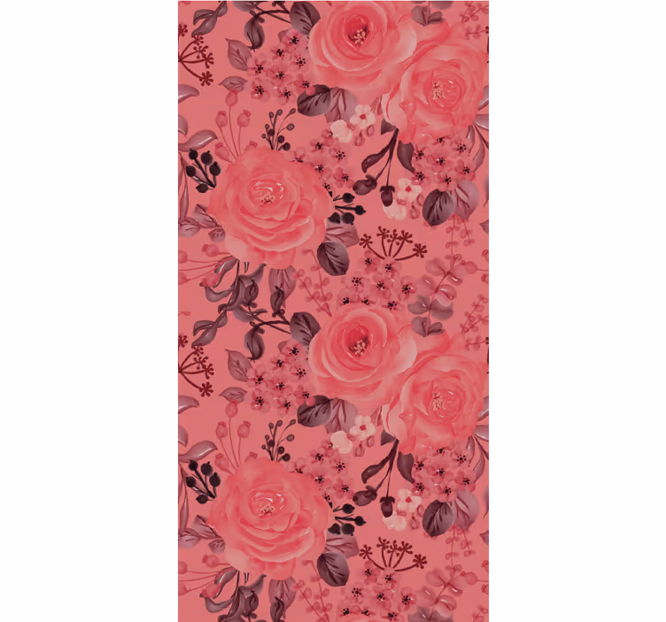 Blumentapete pinke rosenblüte - TenStickers
