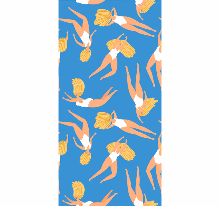 Tapete blau fröhliche schwimmer - TenStickers