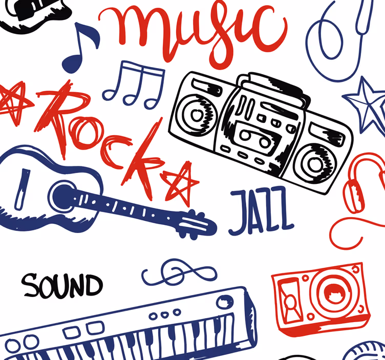 Tapete Schriftzug musikelemente - TenStickers