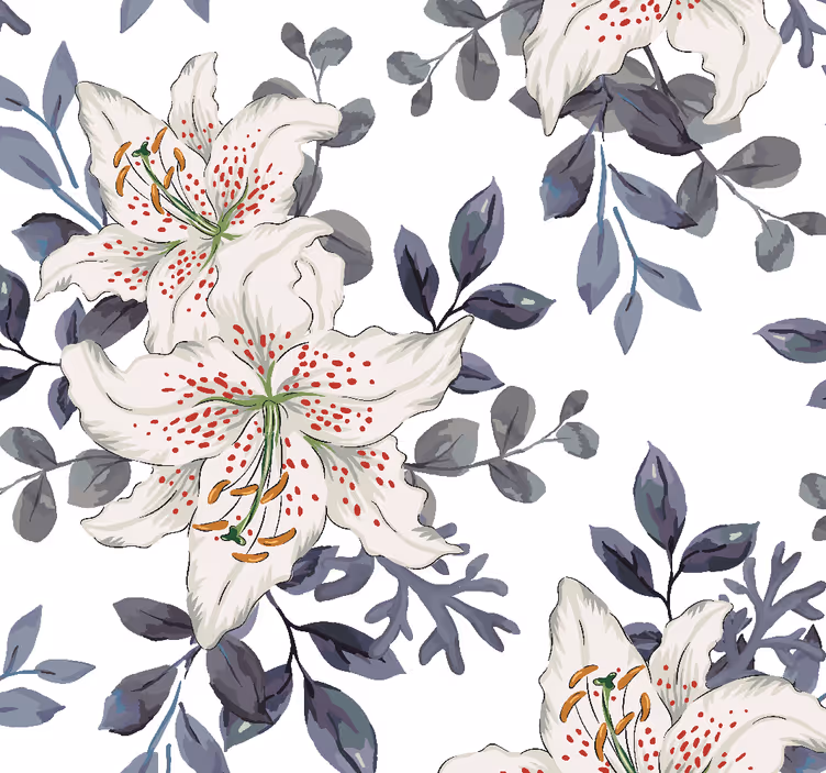 Blumentapete florale weiße lilien - TenStickers