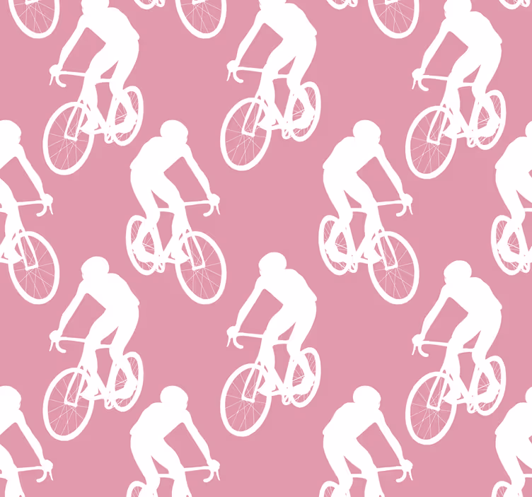 Tapete Rosa weißes radfahrermuster - TenStickers