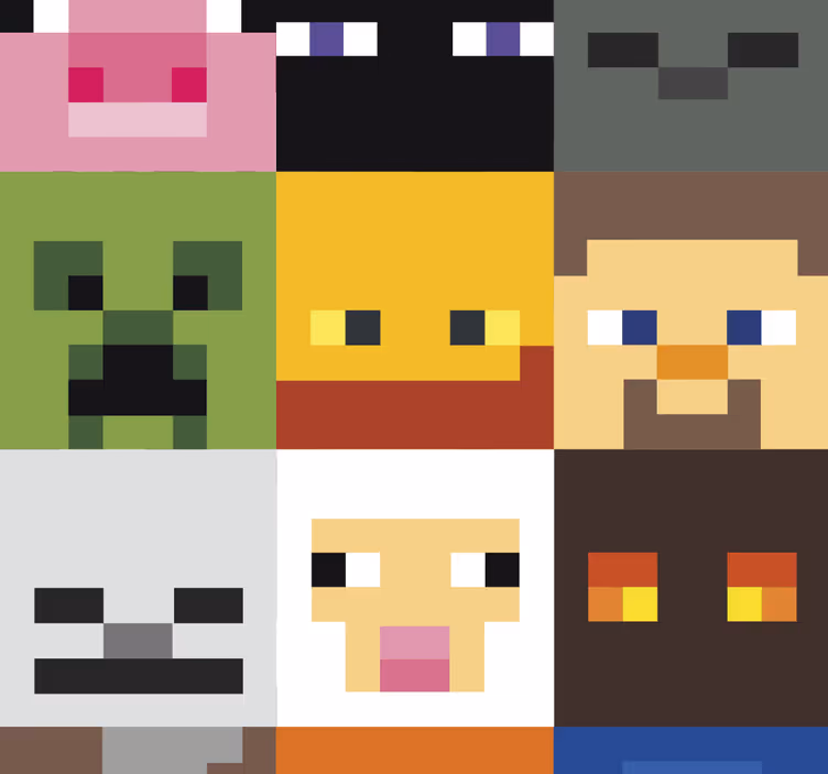Tapete Jugendzimmer gaming-pixelgesichter - TenStickers