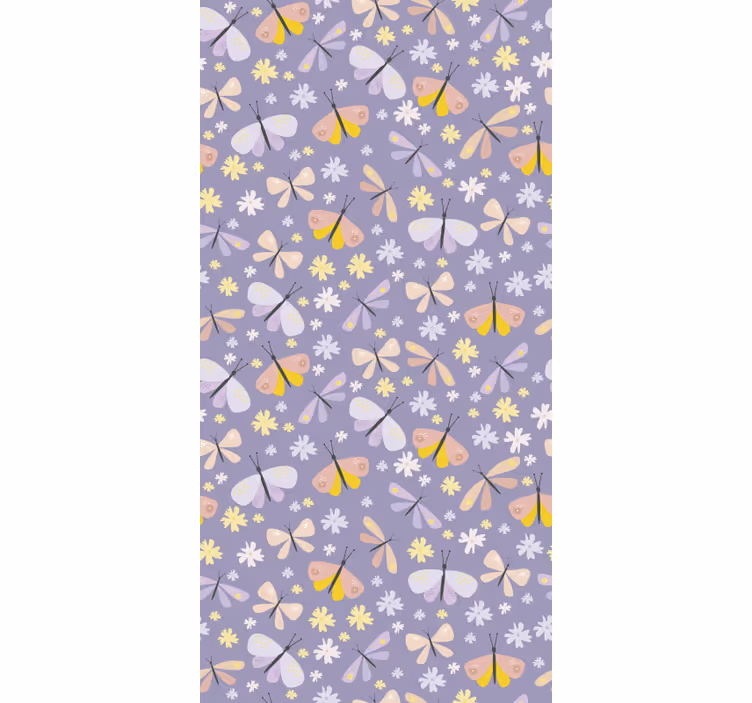 Tapete schmetterling lila anmutige blumen - TenStickers