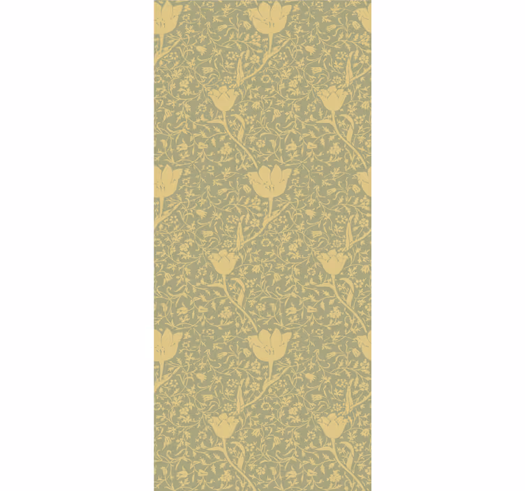 Fototapete wald mit dezentem goldgrünem blumenmuster - TenStickers