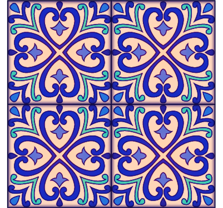 Tapete fliesenoptik mit talavera blumen - TenStickers
