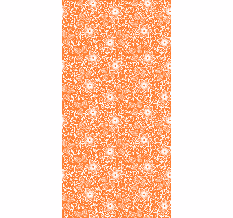 Blumentapete mit orangefarbenem paisleymuster - TenStickers