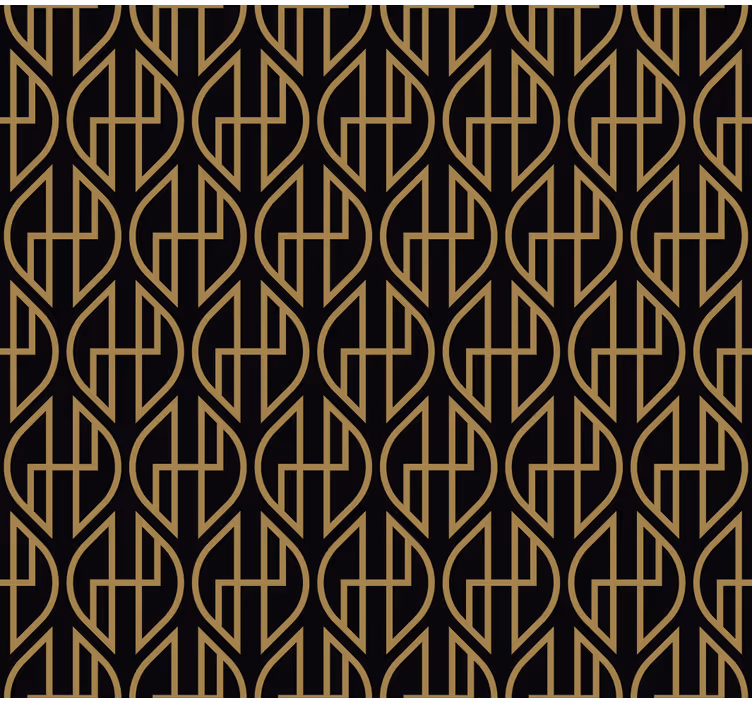 Wohnzimmer tapete mit schwarzen und goldenen linien - TenStickers