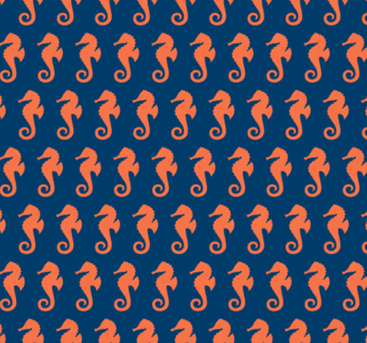 Tapete schlafzimmer mit orangefarbenem seepferdchen-muster - TenStickers