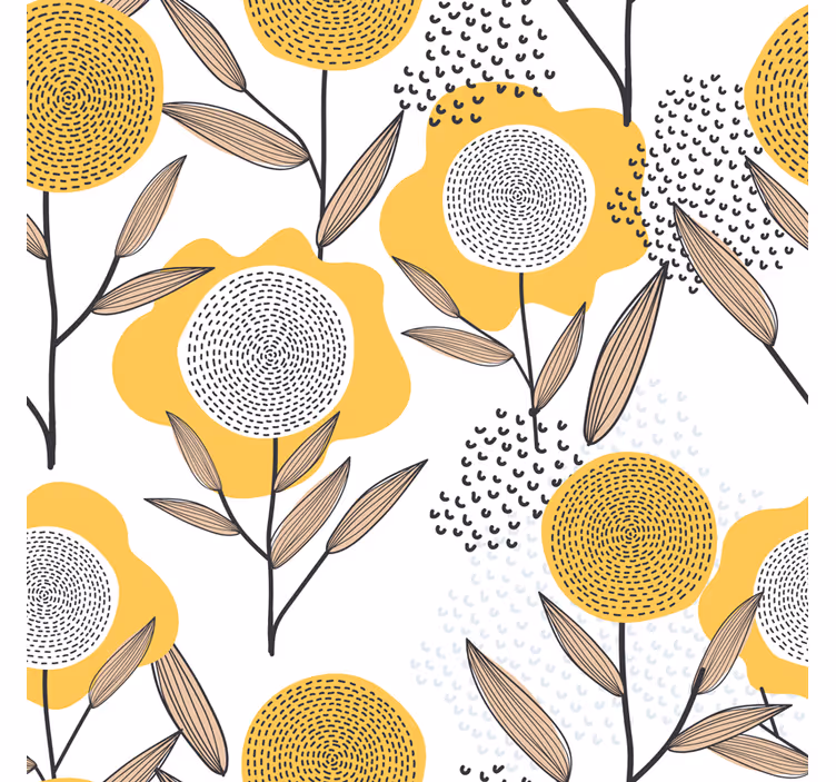 Wohnzimmer tapete gelbes abstraktes blumenmuster - TenStickers