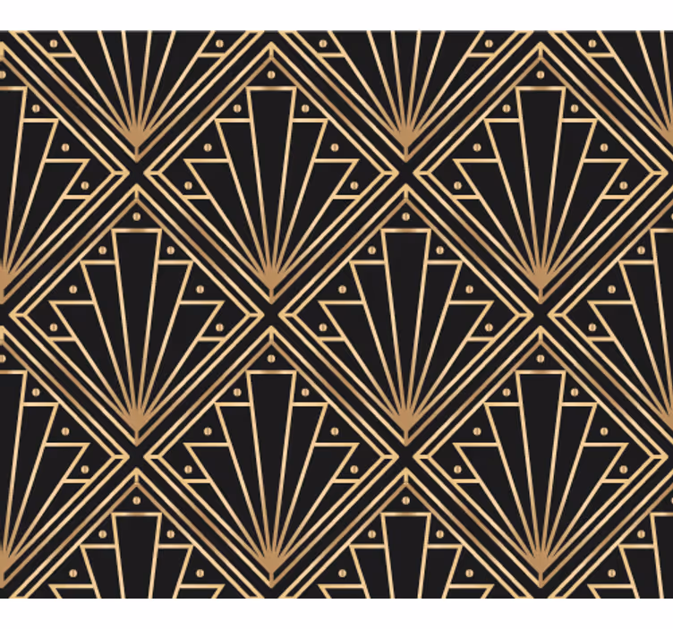 Tapete muster in gold-schwarzem quadratischem design - TenStickers