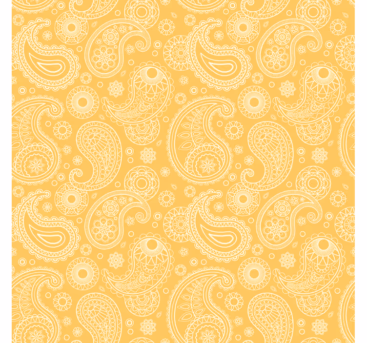 Wohnzimmer tapete mit arabischem gelbem paisley - TenStickers