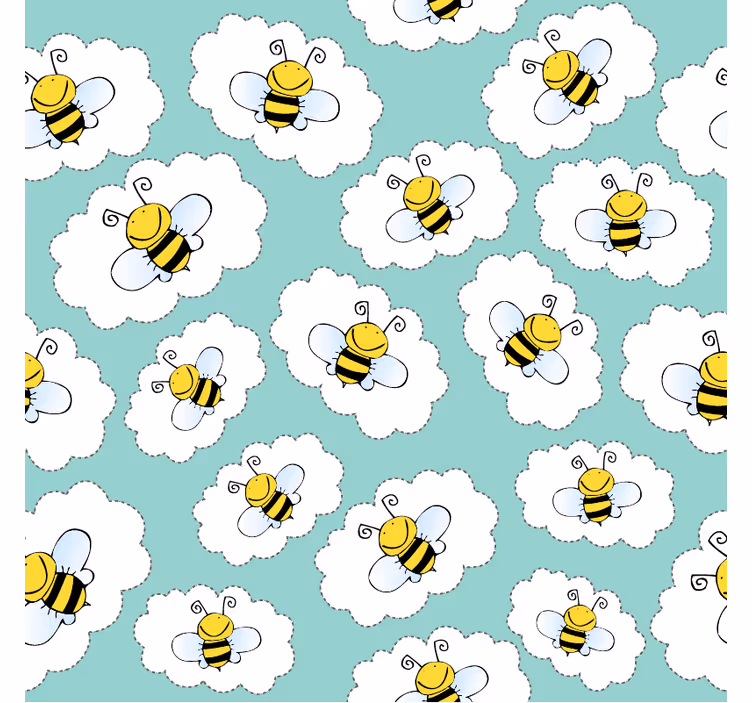 Tapete kinderzimmer wolken und bienen - TenStickers