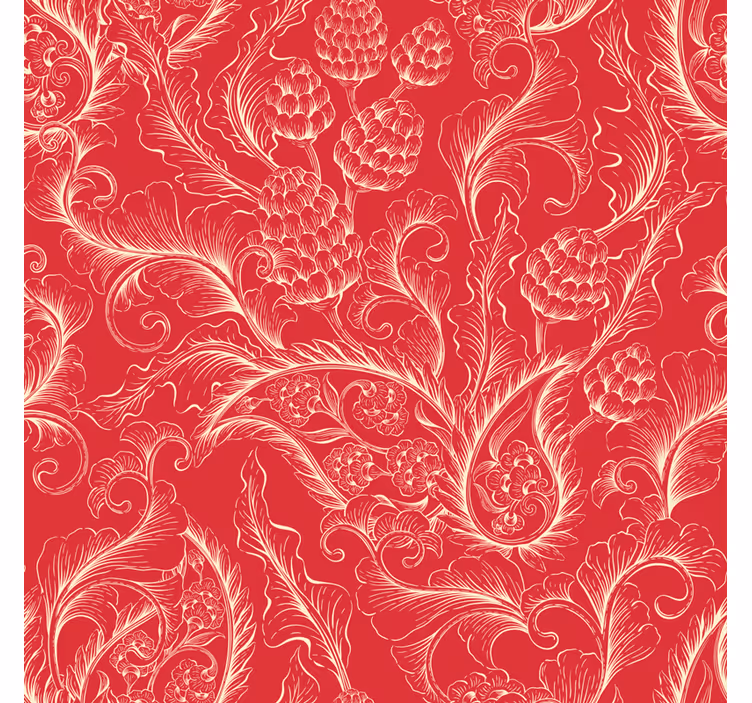 Tapete florale ornamente rote paisley illustration - TenStickers