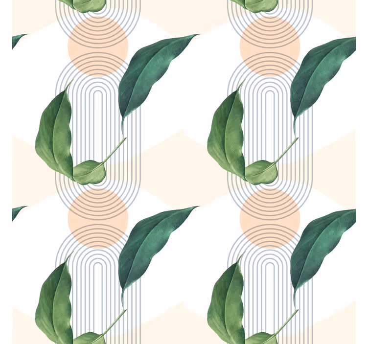 Tapete schlafzimmer mit blättrigem geometrischem muster - TenStickers