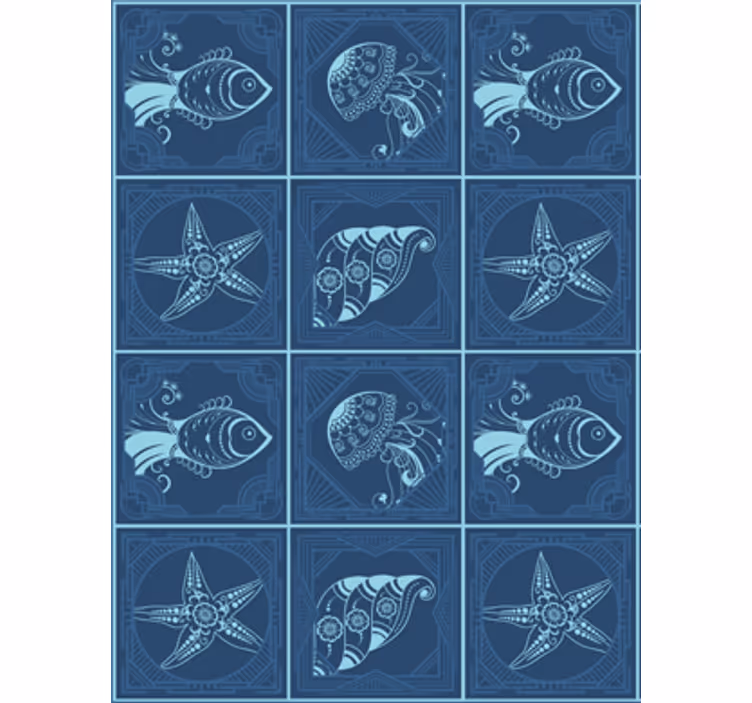 Tapete tiere mit ornamentalem meeresleben - TenStickers