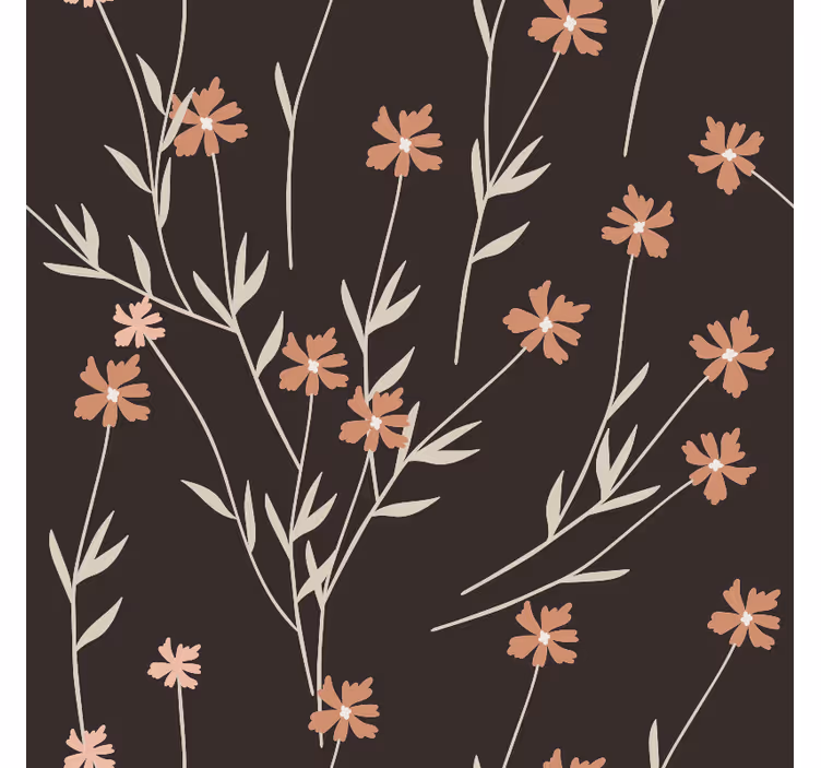 Tapete muster braune blumen kallax - TenStickers